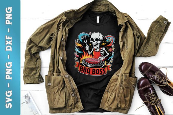 BBQ Boss Skeleton Funny Grilling SVG for Crafts and Graphics