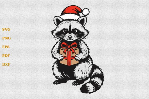 Christmas Raccoon SVG for Graphics and Crafts