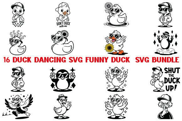 Duck Dancing Svg Funny Duck Svg Bundle for Crafts and Graphics