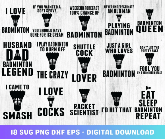 Fun Badminton SVG Bundle