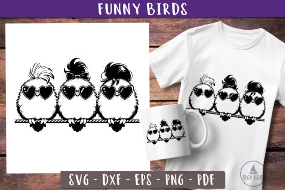 Funny Birds Svg Crazy Birds Clipart for Graphics and Crafts