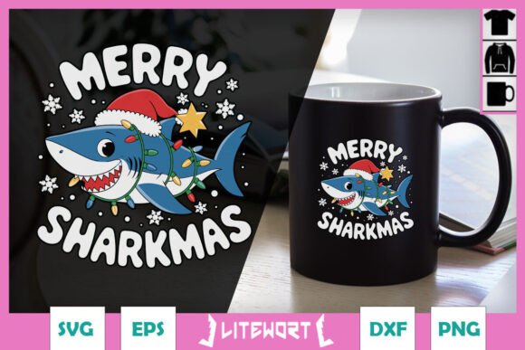 Merry Sharkmas Summer Funny Shark SVG for Crafts and Graphics
