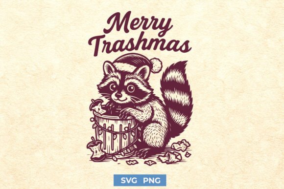Merry Trashmas SVG – Funny Xmas Raccoon for Crafts and Graphics