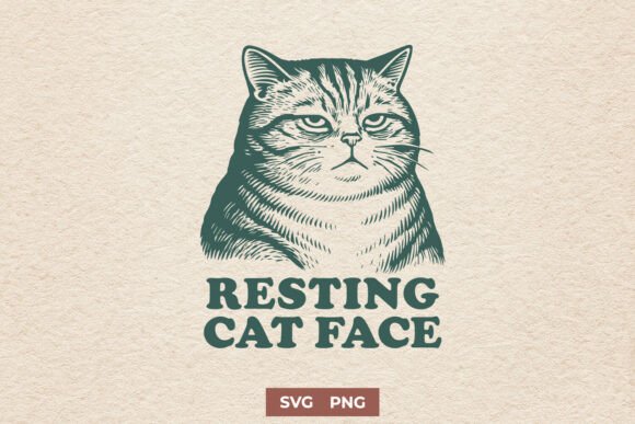 Resting Cat Face SVG for Graphics and Crafts