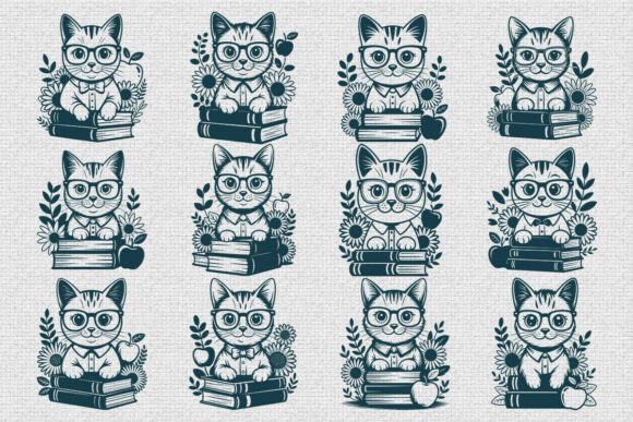 Teacher Cat SVG Bundle Graphics for Crafts